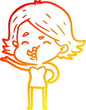 Bir insan tarafından çizilmiş bir çizgi film kızının sıcak çizgi çizimi.