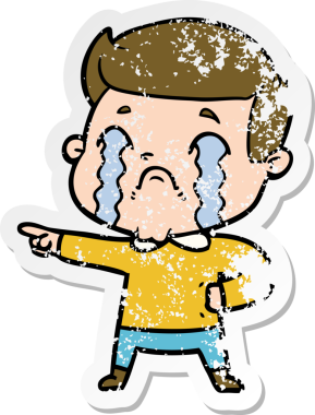 Bir insan tarafından çizilmiş ağlayan bir karikatürcünün sıkıntılı çıkartması.