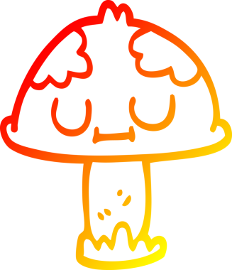 Bir insan tarafından çizilmiş şirin bir mantarın sıcak çizgi çizimi.