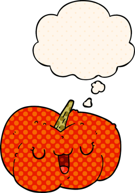 Çizgi roman tarzında bir insan tarafından çizilmiş düşünce balkabağı.