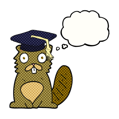 Bir insan tarafından çizilmiş serbest çizim balon karikatür kunduz mezunu.