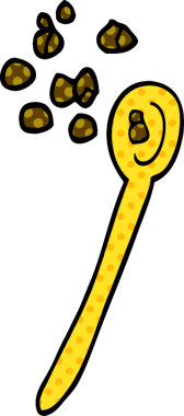 Bir insan tarafından çizilmiş kaşığa karalama mısır gevreği.