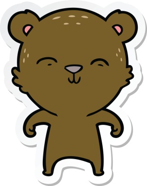 Bir insan tarafından çizilmiş mutlu çizgi film ayısının çıkartması.