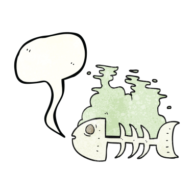 Serbest konuşma balonu insan tarafından çizilmiş karikatür balık kemikleri.