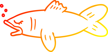 Bir insan tarafından çizilmiş karikatür balığının sıcak çizgi çizimi