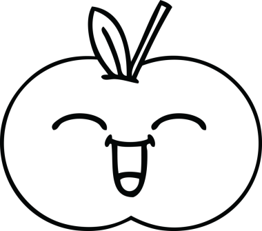 Bir insan tarafından çizilmiş sulu bir elmanın çizgi çizimi