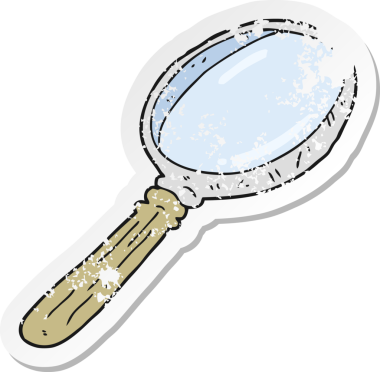 Bir insan tarafından çizilmiş bir çizgi film büyütecinin gerilimli yapıştırması.