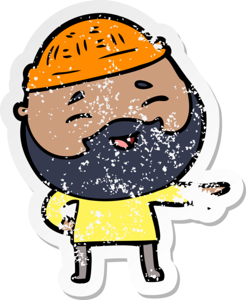 Bir insan tarafından çizilmiş mutlu sakallı bir adamın sıkıntılı çıkartması.