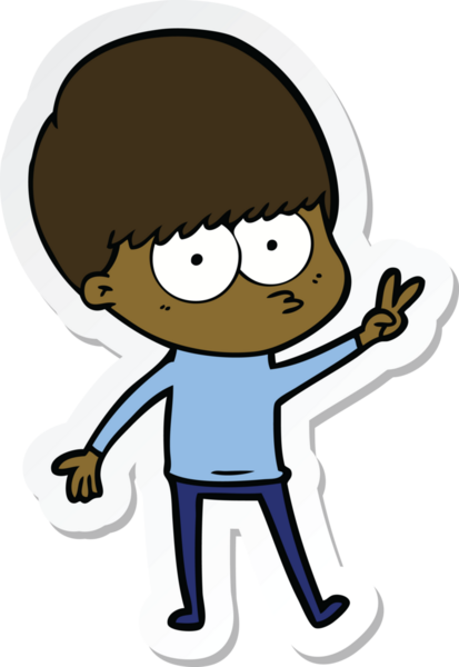 Bir insan tarafından çizilmiş sinirli bir çizgi film çocuğunun çıkartması.