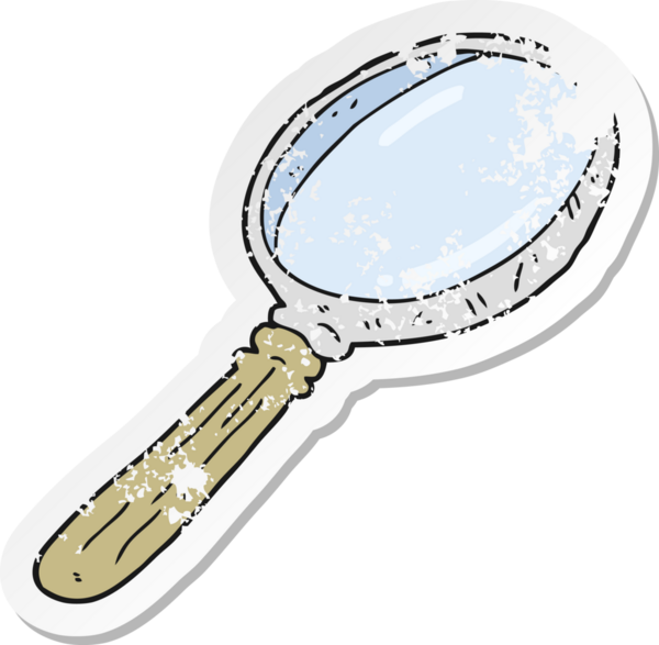 Bir insan tarafından çizilmiş bir çizgi film büyütecinin gerilimli yapıştırması.