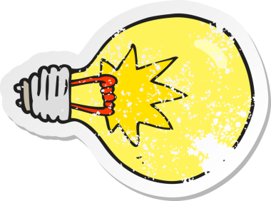 Bir insan tarafından çizilmiş bir karikatür ampulünün gerilimli yapıştırması.