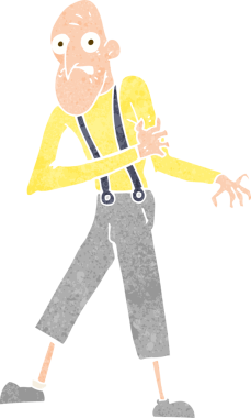 Bir insan tarafından çizilmiş kalp krizi geçiren yaşlı bir adam.