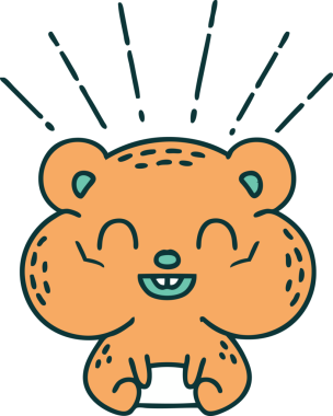 Bir insan tarafından çizilmiş geleneksel mutlu hamster dövmesi.