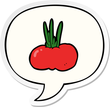 Bir insan tarafından çizilmiş konuşma kabarcığı etiketli sebze çizgi filmi.