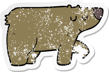 Bir insan tarafından çizilmiş karikatür ayısının sıkıntılı çıkartması.