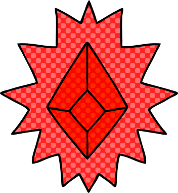 Bir insan tarafından çizilmiş kırmızı parlak bir mücevher karalaması.