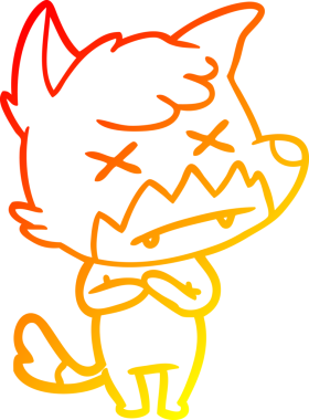 Bir insan tarafından çizilmiş şaşı gözlü tilki çizgi çizimi.