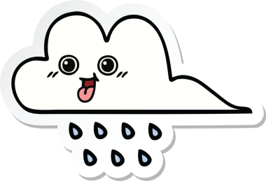 Bir insan tarafından çizilmiş şirin bir yağmur bulutunun çıkartması.