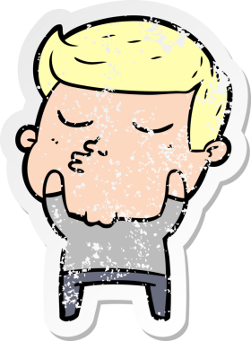 Bir insan tarafından çizilmiş karikatür mankeni adamın sıkıntılı çıkartması.