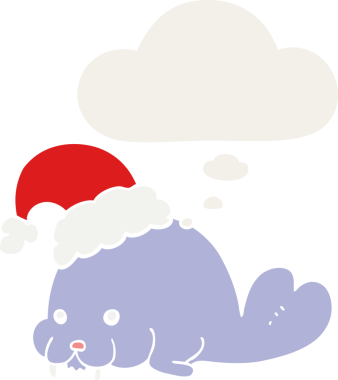 Bir insan tarafından çizilmiş düşünce baloncuklu karikatür deniz aygırı.