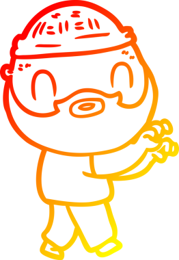 Bir insan tarafından çizilmiş sakallı bir adamın sıcak çizgi çizimi.