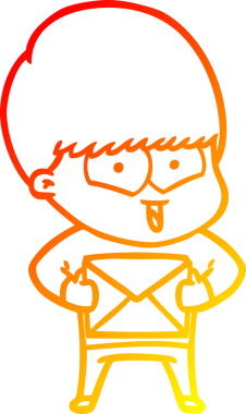 Bir insan tarafından çizilen mutlu bir çocuğun sıcak çizgi çizimi.