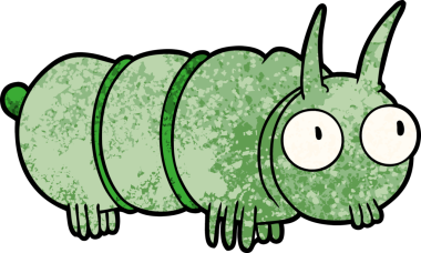 Bir insan tarafından çizilmiş sevimli çizgi film böceği.