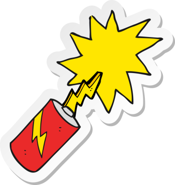 Bir insan tarafından çizilmiş karikatür bataryasının çıkartması.