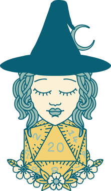 Retro Dövme Tarzı İnsan Cadı Doğal 20 zar atışıyla Bir insan tarafından çizilmiş