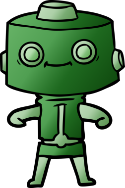 Bir insan tarafından çizilmiş çizgi film robotu