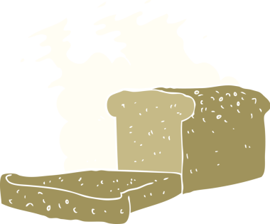 Bir insan tarafından çizilmiş bir somun ekmeğin düz renk çizimi