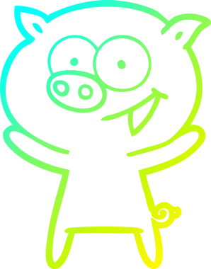 Bir insan tarafından çizilmiş neşeli bir domuz çizgi filmi.