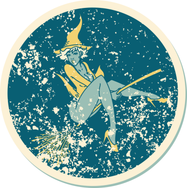 Bir insan tarafından çizilmiş bir cadının geleneksel stil dövmesi.