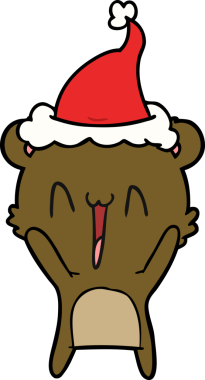 Mutlu ayı eli çizgisi bir insan tarafından çizilmiş Noel Baba şapkası