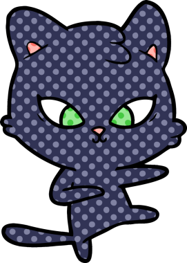 Bir insan tarafından çizilmiş sevimli çizgi film kedisi.