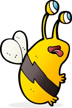 Bir insan tarafından çizilmiş komik bir arı.