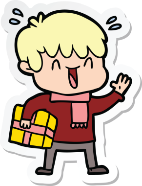 Bir insan tarafından çizilmiş, gülen bir çocuğun çıkartması.