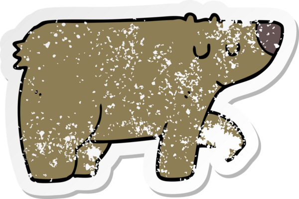 Bir insan tarafından çizilmiş karikatür ayısının sıkıntılı çıkartması.