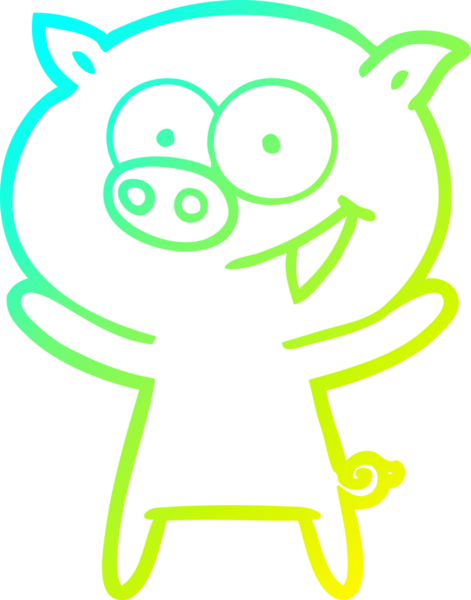 Bir insan tarafından çizilmiş neşeli bir domuz çizgi filmi.