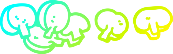 Bir insan tarafından çizilmiş doğranmış mantarların soğuk gradyan çizimi.