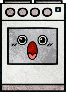 Bir insan tarafından çizilmiş mutfak fırınının retro grunge deseni.