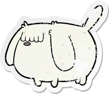 Bir insan tarafından çizilmiş komik bir köpeğin sıkıntılı çıkartması.