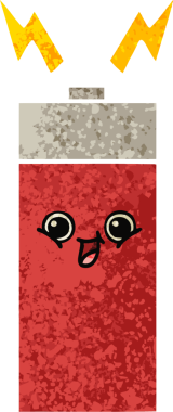 Bir insanın çizdiği pilin retro illüstrasyon tarzı karikatürü