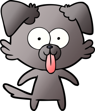 Bir insan tarafından çizilmiş dilli çizgi film köpeği.