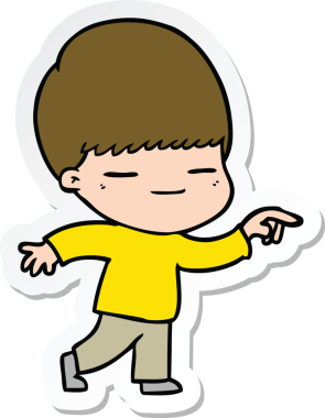 Bir insan tarafından çizilmiş kendini beğenmiş bir çocuğun çıkartması.