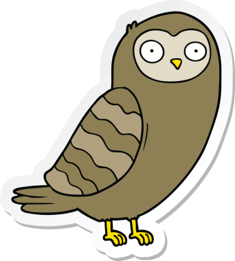 Bir insan tarafından çizilmiş bir baykuşun çıkartması.