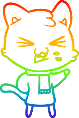 Gökkuşağı gradyan çizgi çizimi Bir insan tarafından çizilmiş bir çizgi kedi tıslama