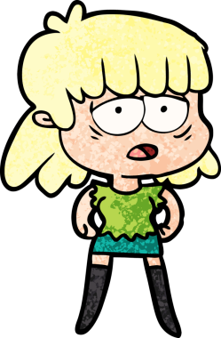 Bir insan tarafından çizilmiş yorgun bir kadın.