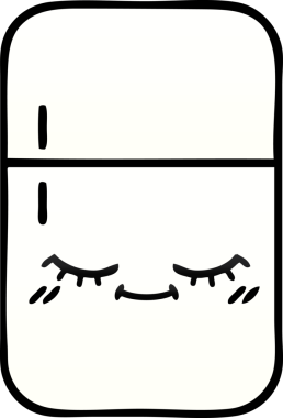 Bir insan tarafından çizilmiş bir buzdolabının gölgelenmiş karikatürü.