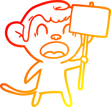 Bir insan tarafından çizilmiş bağıran çizgi film maymunu çizimi